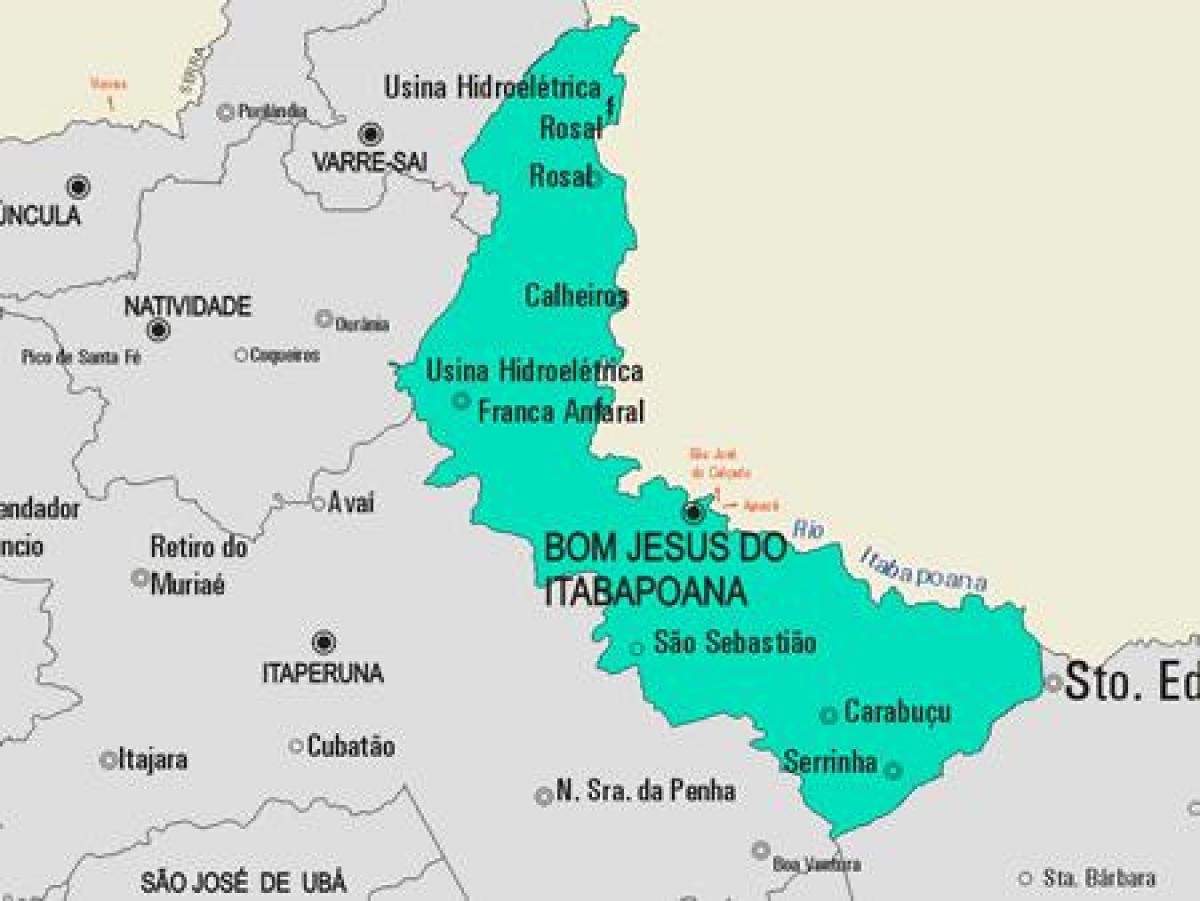 Bản đồ của Bom Jesus làm Itabapoana phố