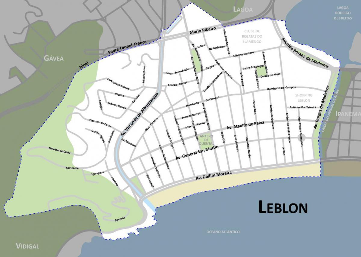 Bản đồ của bãi biển Leblon