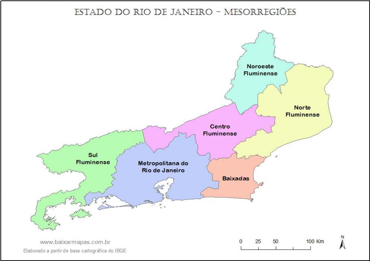 Bản đồ của mesoregions Rio de Janeiro