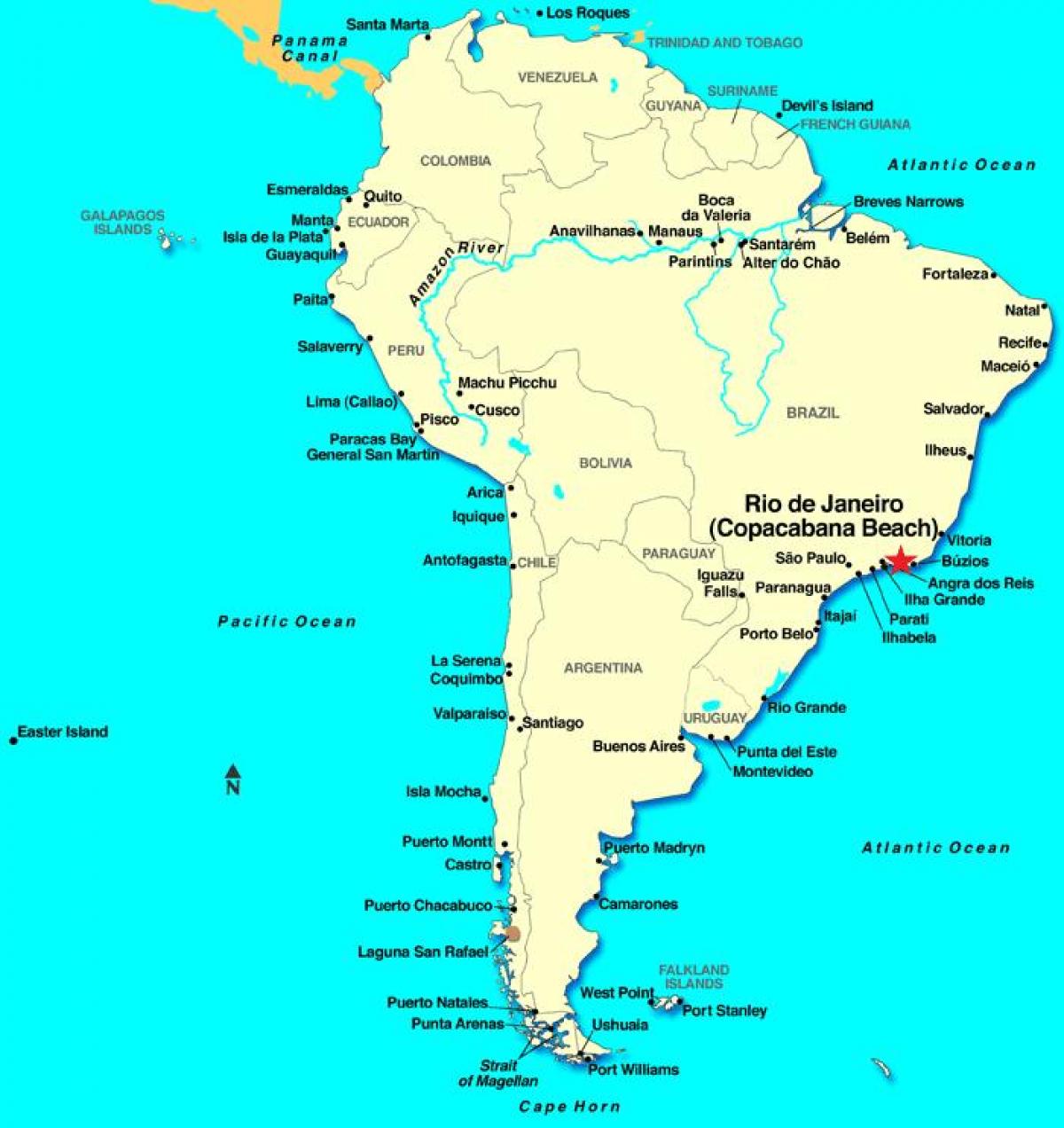 Bản đồ của Rio de Janeiro ở Nam Mỹ