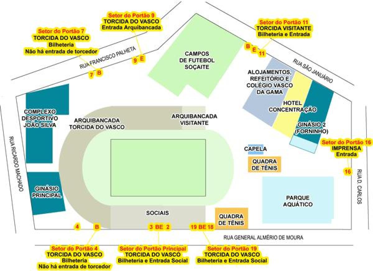 Bản đồ của sân vận động São Januário