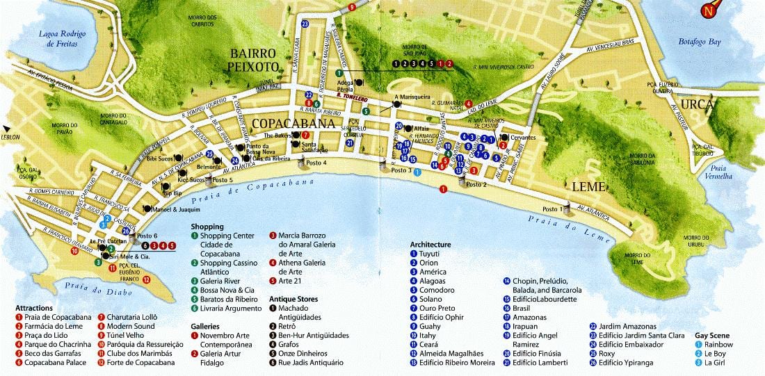 Bản đồ của bãi biển Copacabana