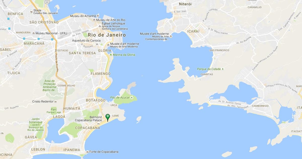 Bản đồ của bãi biển Copacabana