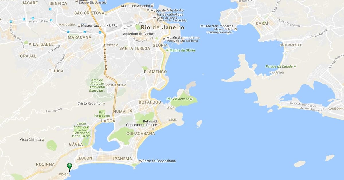Bản đồ của bãi biển Vidigal