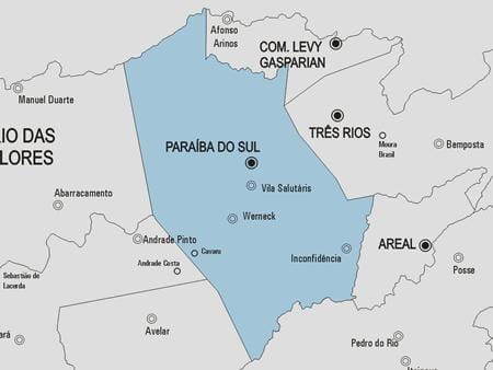 Bản đồ của Paraíba làm Sul phố