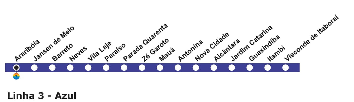 Bản đồ của Rio de Janeiro ga tàu điện ngầm 3 (màu xanh)