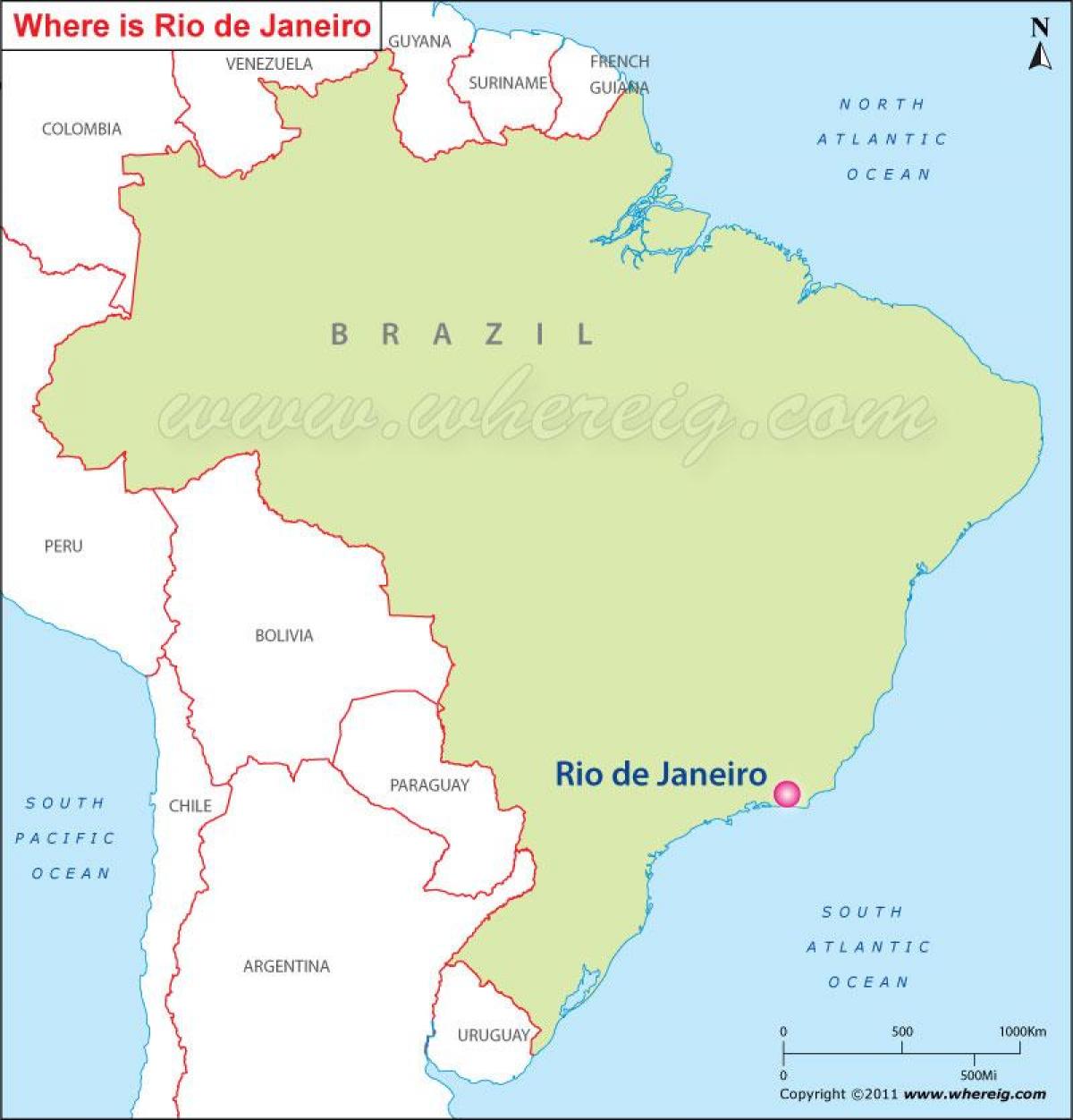 Bản đồ của Rio de Janeiro trên Brazil