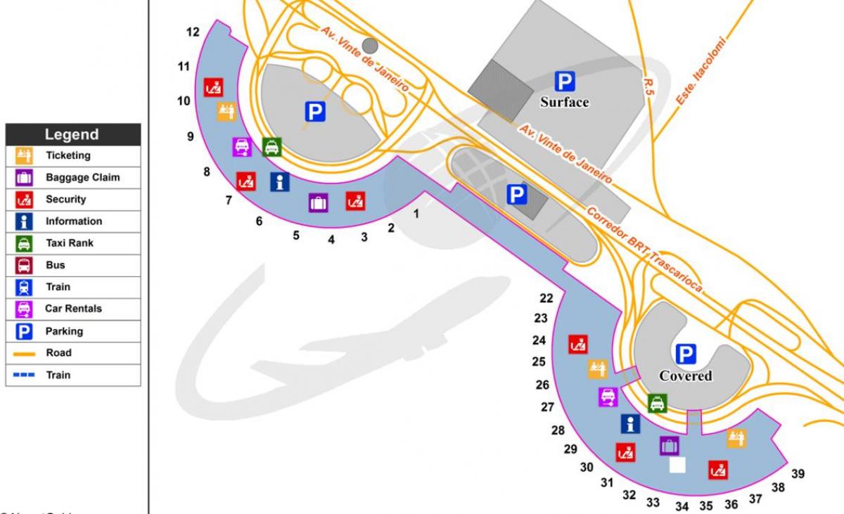 Bản đồ của sân bay Quốc tế của Rio de Janeiro