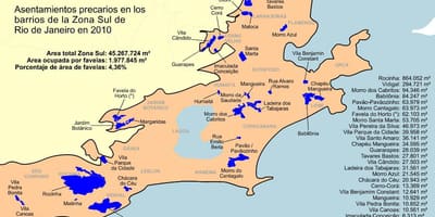 Bản đồ của khu ổ chuột phía Nam khu vực của Rio de Janeiro
