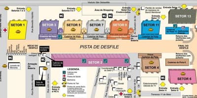 Bản đồ của Sambodromo của Rio de Janeiro